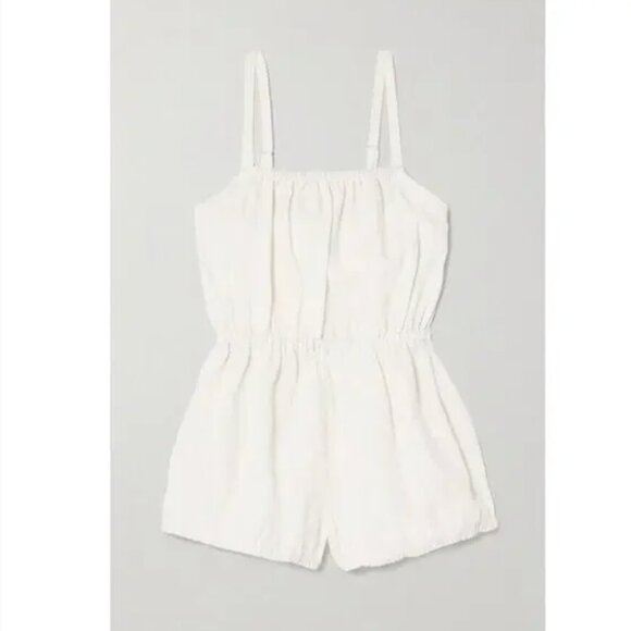 NWT Suzie Kondi Dassia 100% Linen Romper Neutral Beige Size L $275 - Picture 9 of 9